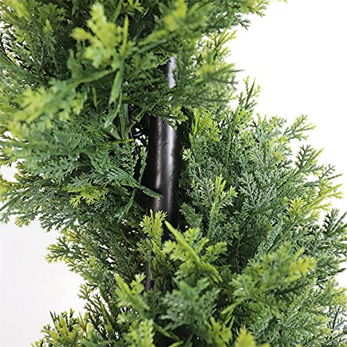 ALL SEASON GREEN 5' Cypress Artificial Outdoor Plants Boxwood Topiary Spiral Front Porch Decor Tree Potted Set of 2 - size: 5 ft