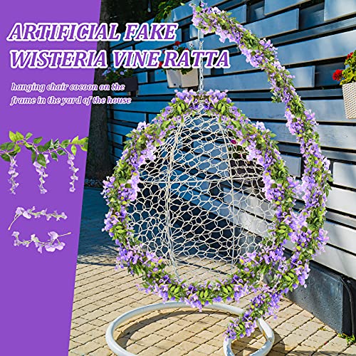 Syhood 4 Pieces 26 Ft in Total Purple Wisteria Garland Hanging Flowers Artificial Vine Wedding Silk Wisteria Hanging Flower for Wedding Arch Home Garden Party Outdoor Decor - color: Purple