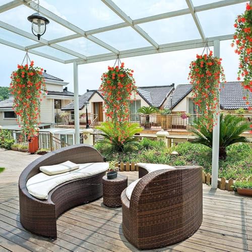 76cm Artificial Eucalyptus Flower Rattan Green Fake Plant Lvy DIY for Indoor Outdoor Wall House Weddings Patios Porches Decor (Red) - color: Red