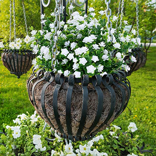 10PCS Artificial Flowers, Fake Artificial Greenery UV Resistant No Fade Faux Plastic Plants for Wedding Bridle Bouquet Indoor Outdoor Home Garden Kitchen Office Table Vase(White) - color: White