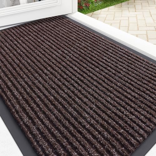 OLANLY Front Door Mat Indoor Outdoor Entrance, Waterproof Heavy Duty Doormat, Fade Resistant, Low Profile, Easy Clean Patio Porch Welcome Floor Mats for Entry, 29.5x17, Tan - color: Tan, size: 29.5" X 17"