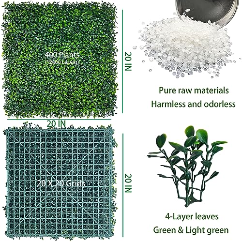 ODTORY Artificial Grass Wall Backdrop Panels,20X20 in 12P UV-Anti Greenery Boxwood Panels for Indoor Outdoor Green Wall Decor & Ivy Fence Covering Privacy - size: 20*20IN 12P