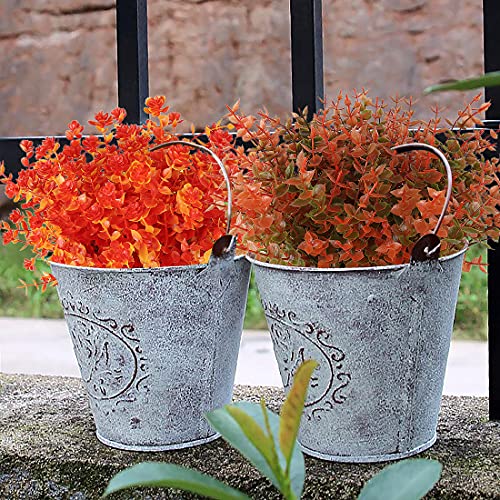 RECUTMS 8 Bundles Artificial Fall Flowers No Fade Faux Autumn Plants, Fake Indoor Outdoor Greenery Decorations for Thanksgiving Christmas Wedding Party Home Garden Fireplace Décor(Fall Eucalyptus) - color: Fall Eucalyptus, size: 8 Pcs