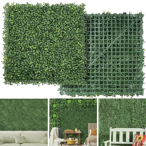 NETAP Grass Wall Panels Backdrop, 20"x 20"(12Pcs) Faux Boxwood Panels for Outdoor Indoor Green Wall Decor, Party Wedding Garden Fence Decorations - size: 20x20Inch 12Pcs