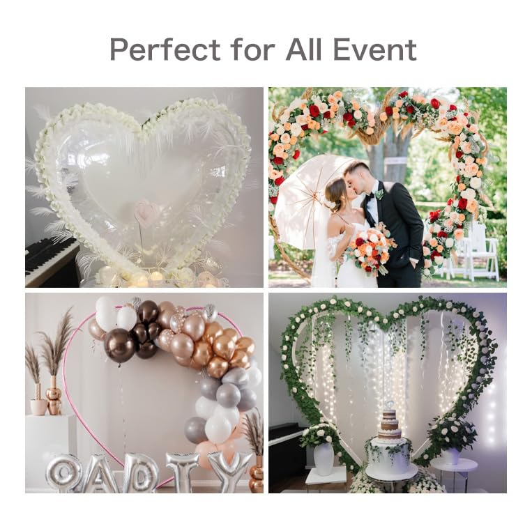 Heart Shape Wedding Metal Arch Backdrop Pink Flower Balloon Arbors Stand for Wedding Birthday Party, Graduation Decorations and Baby Shower 2M - size: Pink 6.6FT