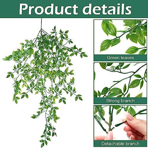 Hoteam 12 Pcs Artificial Hanging Plants 32 Inch Fake Ivy Vines with Fake Leaves Patio Artificial Plants Greenery for Living Room Indoor Outdoor Wall, No Basket (Vine) - color: Vine