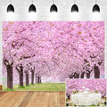 Cherry Blossom Flowers Backdrop for Photography 9x6ft Spring Scenery Cherry Blossom Wedding Bridal Shower Background Girls Women Portrait Themed Party Decor Picnic Banner Studio Props Vinyl - size: 9x6ft