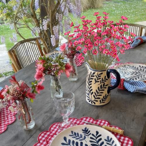 CITYES 10 Pcs Artificial Wildflowers Fake Flower Stems 21" Silk Spring Flowers Forsythia Rose Red Faux Wildflowers Floral Stems for Flower Arrangements Home Decor Indoor Outdoor Wedding Centerpieces - color: Rose Red
