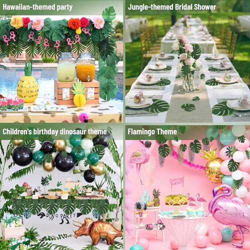 ARTKAIKE Artificial Palm Monstera Green Leaves for Birthday Party Table Decor, Realistic Tropical Fake Plants for Dinosaur/Jungle, Luau & Safari Theme Events (18, Monstera)