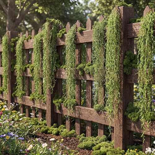 4 Pcs 33 Inch Fake Spanish Moss with 7 oz Artificial Green Moss for Potted Plants Indoor Hanging Garland Greenery Faux Vines Plants Faux Seaweed Greenery for Crafts DIY Garden Home Decor