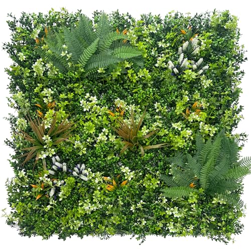 ODTORY Artificial Grass Boxwood Hedges Wall Panels: 40" x 40" (11.5 sqft) UV-Anti Faux Greenery Fake Ivy Leaves Privacy Fence Screen Backdrop for Garden Covering Privacy, Outdoor Indoor Decor - color: Greenery, size: 20x20 in 4P