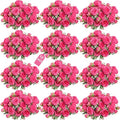 Peonies Artificial Flowers 12 Bundles Pink Flowers Bouquet, Lifelike Silk Fake Peonies with Stems for Home Table Centerpieces, Wedding, Party & DIY Bridal Floral Arrangements (Rose red) - color: Rose Red