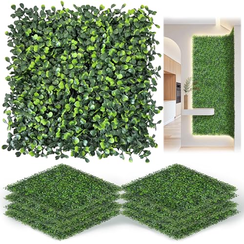 TTTM Artificial Grass Wall Backdrop Panels: 10"x 10" (12P) UV-Anti Greenery Faux Boxwood Hedge Screen for Indoor Outdoor Fake Plants Decor, Privacy Fence, Patio, Balcony, Party Decor - size: 10"X10"-12P