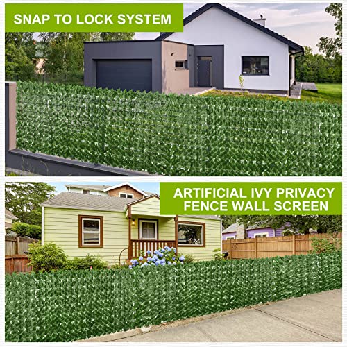 Funtery 3 Pieces Balcony Privacy Screen 39.4 x 118 Inch Outdoor Artificial Ivy Privacy Fence Artificial Hedges Fence and Faux Ivy Vine Leaf Decoration for Outdoor Garden Patio Balcony Decor