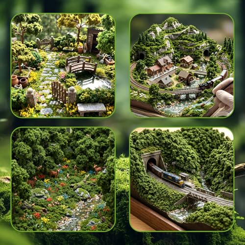 Tree Powder Model Green Plant Tufted for DIY Miniature Lowland Shrub Bushy Tuft Architecture Building Model Railway Fairy Garden Diorama Scenery