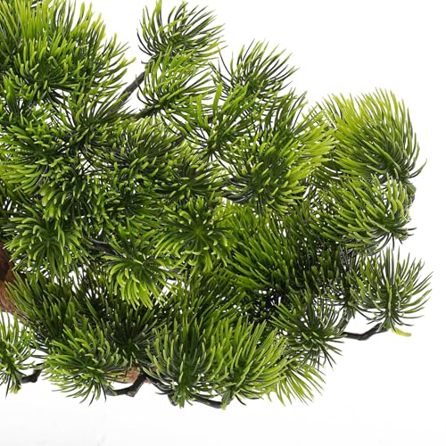 17.7 Inches Artificial Bonsai Tree Desktop Artificial Bonsai Pine Tree Indoor Fake Plants Decor with Metal Pots for Home Table Office Living Room Bedroom Desk Decorations, Green & Brown