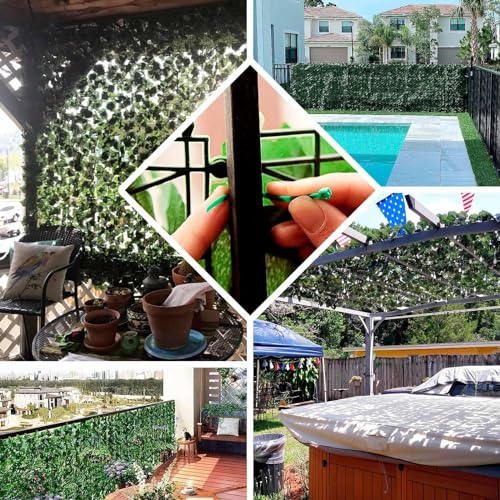 Efavormart 12 Pack Artificial Ivy Privacy Screen Fence Panels - 32 Sq. Ft. Dark Green Faux Leaf Hedge Greenery Wall, UV Protected Garden Privacy Screen & Outdoor Privacy Fence Decor - color: Type1