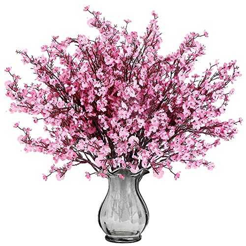 Sggvecsy 15 Pcs Babys Breath Artificial Flowers Gypsophila Bouquets Bulk Real Touch Fake Silk Flowers for Home Wedding DIY Floral Arrangement Kitchen Table Centerpiece Festival Decoration (Pink) - color: Pink, size: 15Pcs