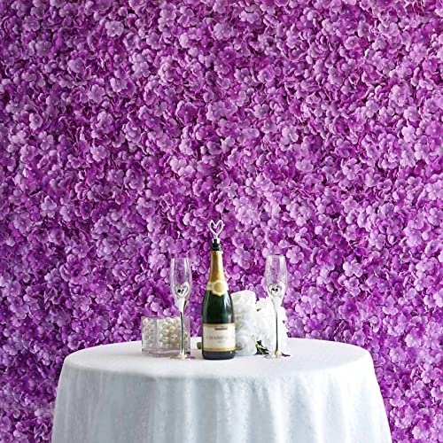 Tableclothsfactory 4 PCS Purple Silk Hydrangea Flower Mat Wall Wedding Event Decor for DIY Centerpiece Arrangement Party Decorations - color: Purple