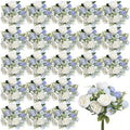 Bundles Artificial Peonies, 24 Bundles Silk Dusty Blue White Peonies with Stems Faux Peony Bundles for Summer Wedding Bouquet Home Bridal Baby Shower Party Centerpieces Vase Office - color: Dusty Blue & White