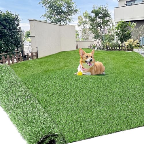 Artificial Grass Turf 7 Feet X 15 Feet, 1.38" Height Perfect Fake Grass Rug with Drainage Holes, Indoor/Outdoor Artificial Turf Mat for Garden Lawn Balcony Pet Landscape Decoration - size: 7 Feet X 15 Feet