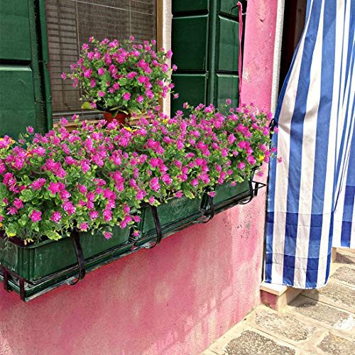 6 Bundles Artificial Flowers, Fake Artificial Greenery UV Resistant No Fade Faux Plastic Plants for Wedding Bridle Bouquet Indoor Outdoor Home Garden Kitchen Office Table Vase (Fuchsia) - color: Fuchsia
