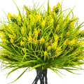 Grunyia 20 Bundles Artificial Plants Outdoor Fake Monkey Grass with Flowers (Yellow) - color: Yellow