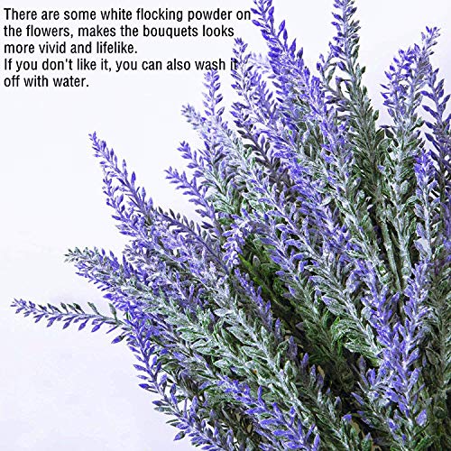 PASYOU 6 Pcs Artificial Lavender Flowers, Plastic Plants Fake Simulation Flower Wedding Indoor Outdoor Bridal Bouquet Home Garden Balcony Patio Planter Filler DIY Arrangement Decoration - Purple - color: Lavender-purple 6 Pcs