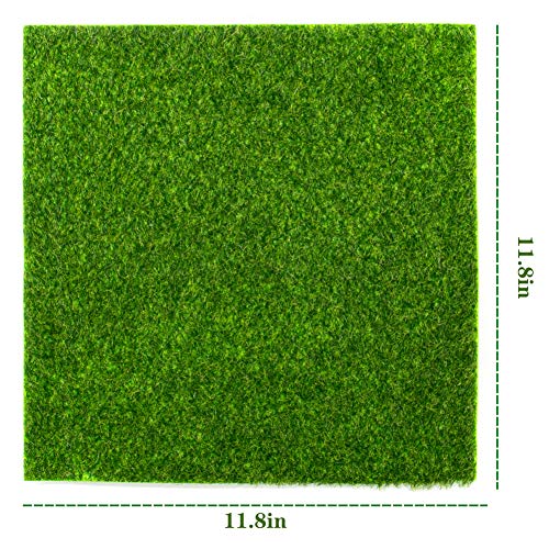 AUEAR, Artificial Garden Grass Life-Like Lawns Squares Fake Fairy Mats Turf Patch Ornament Decoration (3 Pack, 12"x12") - color: 12"x12", size: 3 Pack