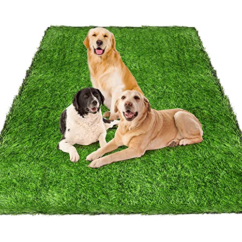 Fasmov Green Artificial Grass Rug Grass Carpet Rug, 3.2' x 6.5' Realistic Fake Grass Deluxe Turf Synthetic Turf Thick Lawn Pet Turf, Indoor/Outdoor Area Rug