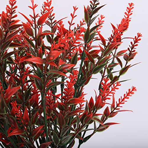 RECUTMS Artificial Outdoor Plants UV Resistant Fake Greenery Lavender 12 Pcs UV Resistant Hanging Planter Flora Fence Indoor Outside Decor Wedding Table Flowers Arrangement Bouquet Filler(Orange) - color: Orange, size: 12 Bundles