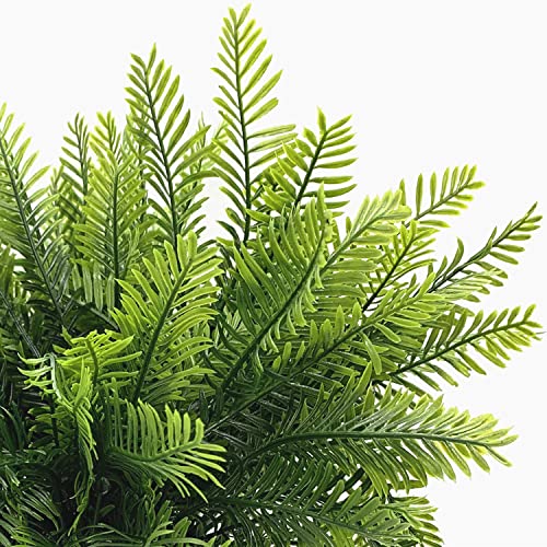 PASYOU Artificial Boston Fern Plants, Greenery Leaves Bamboo UV Resistant Fake Plastic Plant for Outdoors Indoor Hanging Planter Front Porch Garden Farmhouse Decoration 8 Pack - color: Boston Fern - 8 Pack