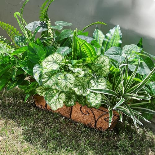 Starttag Artificial Greenery Plants Fake Plastic Leaves with Stems UV Resistant Large Bunches Outside Faux Plants Bushes for Outdoor Patio Garden Front Porch Yard Decor (Green)