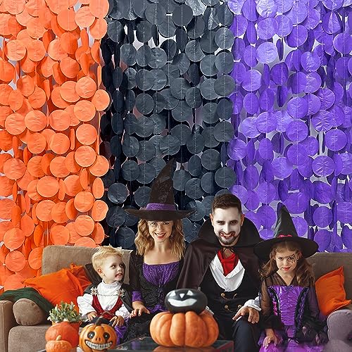192 Ft Orange Purple Black Party Decorations Polka Dots Streamer Garland Backdrop for Halloween Graduation Birthday Baby Shower Wedding Engagement Bachelorette Bridal Shower Holiday Party Supplies - color: Black Orange Purple