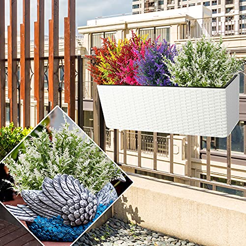 Outdoor Artificial Lavender Fake Flowers - 20 Bundles UV Resistant Outdoor Faux Plastic Flowers Plants Greenery Shrub for Indoor Outside Decoration(White) - color: White, size: 20 Bundles