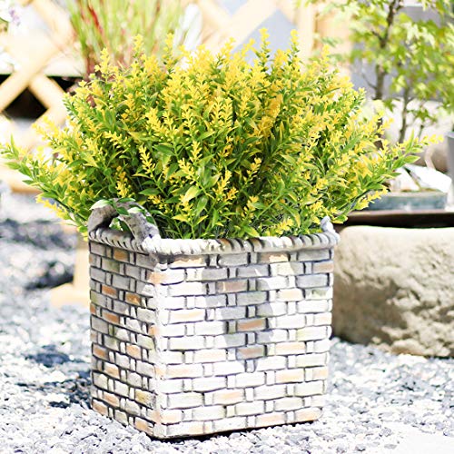 RECUTMS 8 Bundles Artificial Lavender Flowers for Outdoor Decoration, UV Resistant Fake Shrubs Greenery Bushes House Office Garden Patio Indoor Outdoor Decor (Yellow) - color: Yellow, size: 8 Bundles