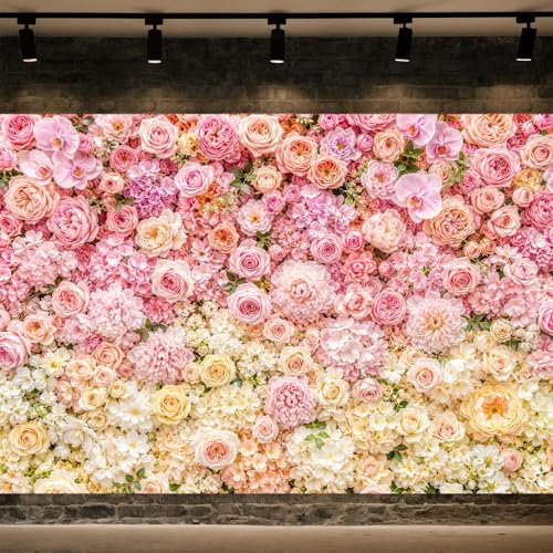 JAWO 6X4ft Blush Pink White Rose Floral Wall Backdrop, Mixed Flower Photo Background for Wedding Bridal Shower, Girls Birthday Baby Shower, Mother’s Day Valentine Cake Table Decor Studio Props - color: Pink3, size: 6X4