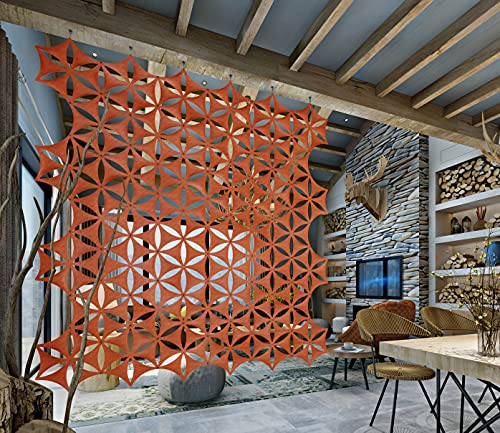 Felt Fiber Surface High Density Polyester Fiber Board 3D Flower Venus 14"x12" Hanging Room Divider Panel Cut Room Partition Home Decoratio(12 Pcs) (Orange) - color: Orange