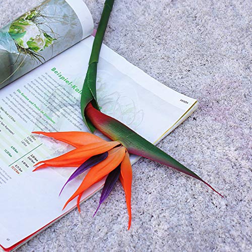 Calcifer 32'' Real Touch Bird of Paradise Artificial Flowers Bouquet for Home Garden Decoration/Wedding Party Decor (Goldenrod,5 Stems) - color: Goldenrod,5 Stems