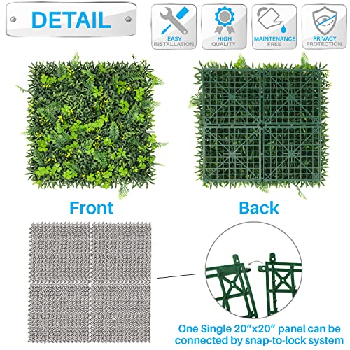 Patio Paradise Artificial Greenery Grass Wall Panels, 20"x20" (6pc) Faux Grass Boxwood Backdrop Fake Ivy Privacy Screen Green Hedge for Indoor Outdoor Décor, 11 3D Mixed - color: #11 3D Mixed, size: 20"x20"