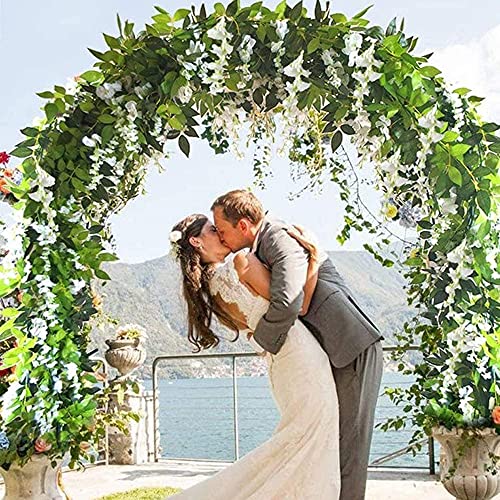 Wisteria Garland 5pack 33Ft Artificial Fake Wisteria Vine Hanging Flowers Fake Vines Plants - color: Milky White