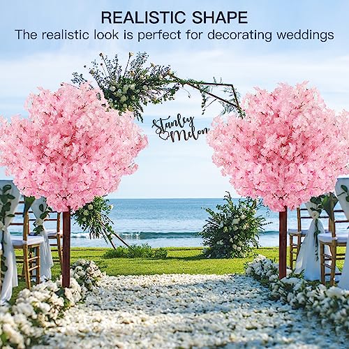 4FT Pink Christmas Artificial Cherry Blossom Tree with LED Light, Handmade Pink Cherry Tree, Cherry Blossom Tree Artificial for Party, Wedding, Home Decor, Indoor & Outdoor (1.2M/4 Trunks) - size: 4ft