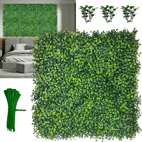 Artificial Boxwood Panels,20"x 20"(8P) 4-Layer Leaf UV-Protected Grass Wall Backdrop Panels for Outdoor, Indoor, Garden&Fence Covering Privacy, Backyard and Decor - size: 20"x20" (8)