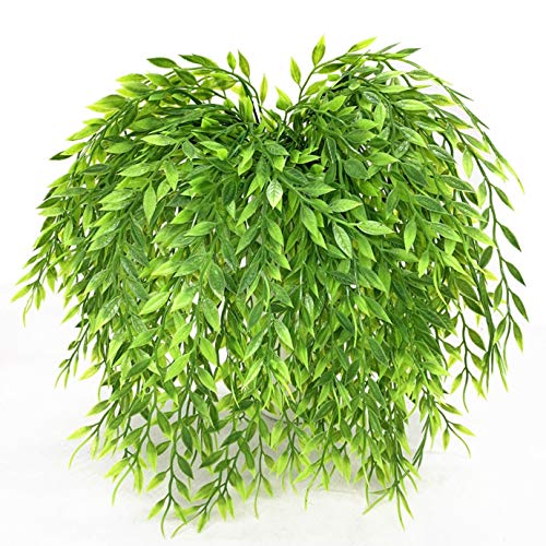 Artificial Weeping Willow, Plastic Plants Greenery Shrubs, Fake Hanging Vine Ivy Garland Outdoor Indoor Home Garden Verandah Parterre Wall Baskets Table Decoration UV Resistant 4 pcs - color: Weeping Willow / 4pcs