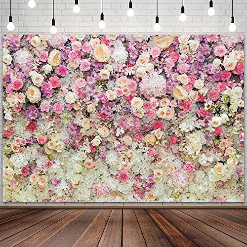 Pink Flower Wall Backdrop,Spring Mothers Day Flowers Photo Backdrop,Rose Girls Birthday Party Weeding Bridal Shower Backdrop Studio Photo Booth Props,6X4FT - color: Pink, size: 6X4FT