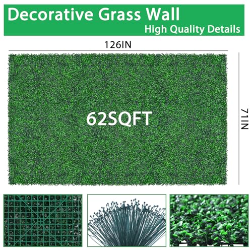 Yangrass Artificial Greenery Wall Roll,71"x 126"(62 sq.ft) UV-Anti Faux Boxwood Roll Panels Greenery Backdrop, Vine Leaf Fence Panels for Garden Fence Covering Privacy, Outdoor Indoor Home Decor - size: 71x126 IN