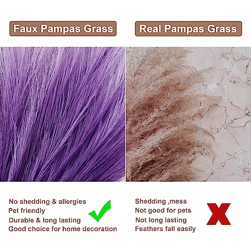 Pampas Grass Small, 30 Pcs 17" Faux Pampas Grass Short Decor, Pompas Grass Flower Arrangement and Vase Filler for Boho Home Wedding Decoration (Purple Gradient) - color: Purple Gradient, size: 17'' Tall
