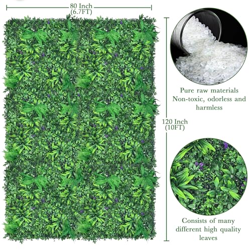 ODTORY Artificial Greenery Wall Panels: 80" x 120" UV-Anti Faux Greennery Grass Wall Privacy Backdrop Fence Screen for Garden Fence Covering Privacy, Outdoor Indoor Home Decor - size: 80 X 120 IN