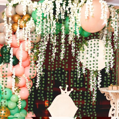 Suncalla 48 Pack Wisteria Hanging Flowers and Ivy Vine Garland Set 24 Artificial Silk Wisteria Vines 24 Fake Greenery Leaves for Wedding Arch Party Baby Shower Home Room Wall Forest Garden Decoration