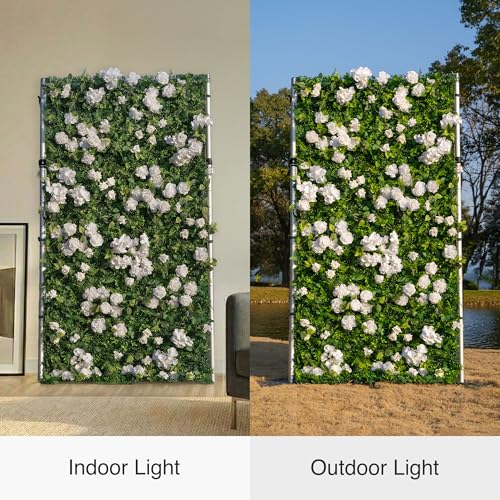 Artificial Flower Wall Panels, 3D Silk Rose Floral Backdrop, Roll Up Floral for Wedding, Baby Show, Party and Home Decor, Quick Assembly/Storage, Both Eco ＆ Pet Friendly, 4ft*8ft - color: Whitehar, size: 4ft*8ft
